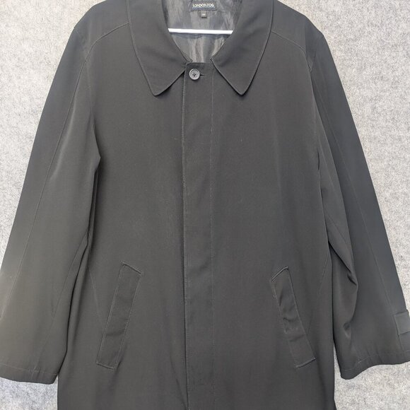 London Fog Black Trench Coat - Picture 1 of 8